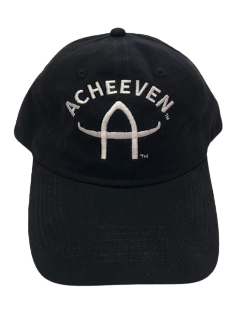 ACHEEVEN HAT BLACK WITH WHITE LETTERS