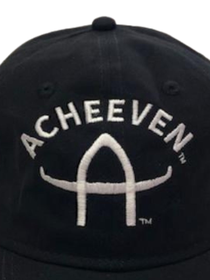 ACHEEVEN HAT BLACK WITH WHITE LETTERS